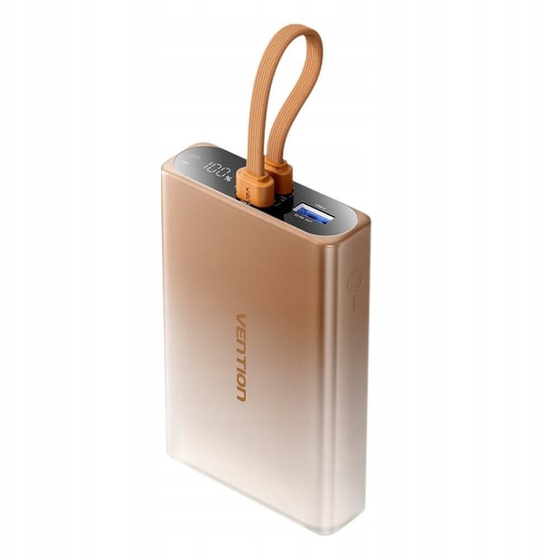 Powerbank Vention 10000 mAh USB-C + Lightning + USB-A 22,5W med LED-display kobber