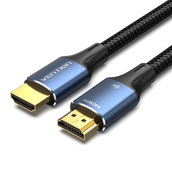 Vention Bomuldsflettet HDMI-A Han-til-Han HD-kabel 8K 2M Blå Aluminiumlegering