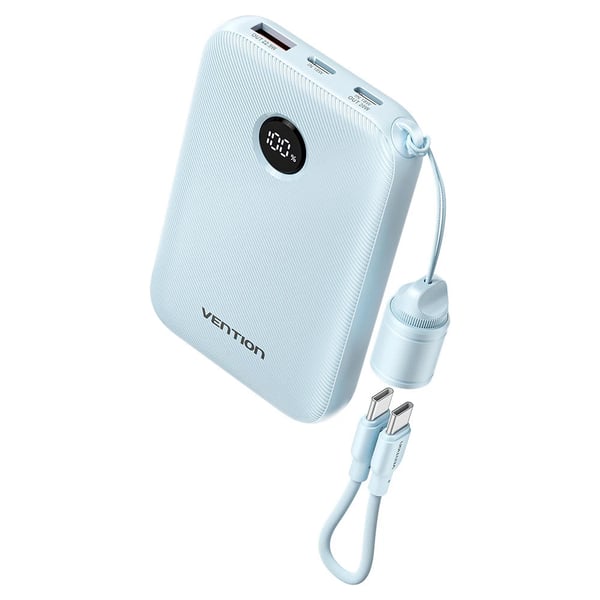 Powerbank Vention 10000mAh 2 x USB-C 1x USB-A med display 22,5W blå