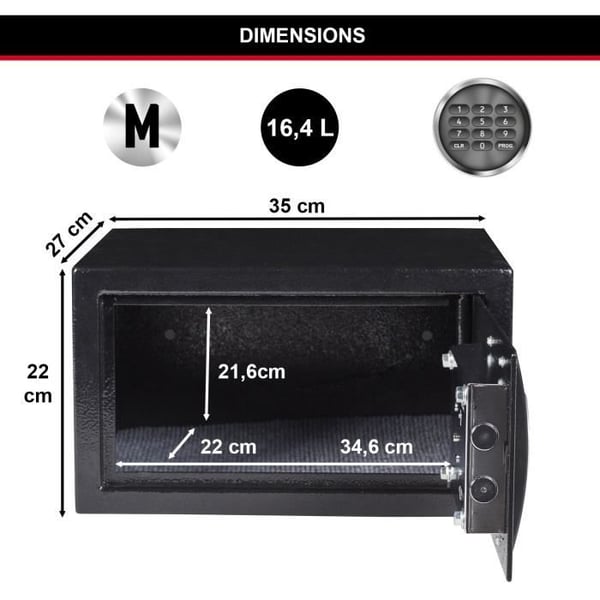 MASTER LOCK Kassaskåp - Mellanstorlek - 22,0 x 35,0 x 27 cm