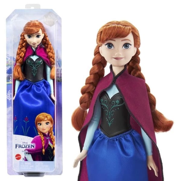 Frost-Anna-Mattel Disney-dukke med outfit og tilbehør HLW49