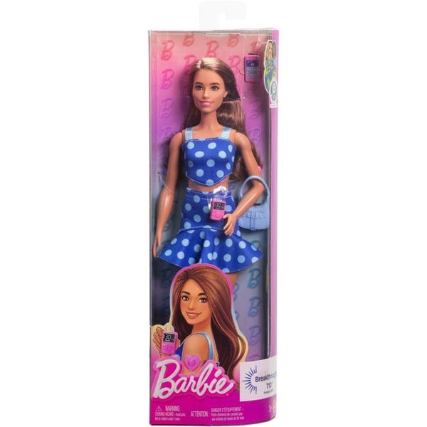 Barbie - Fashionista-dukke i blå kjole med polkaprikker - Barbie - HYT97