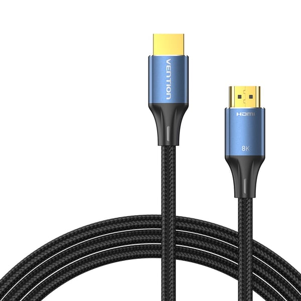 Vention Bomuldsflettet HDMI-A Han-til-Han HD-kabel 8K 2M Blå Aluminiumlegering