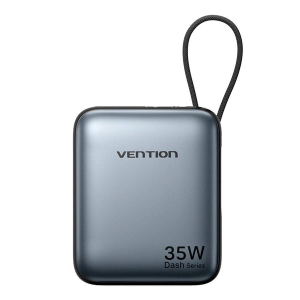 Vention 10000mAh 35W PD Powerbank med Indbygget USB-C Kabel Grå