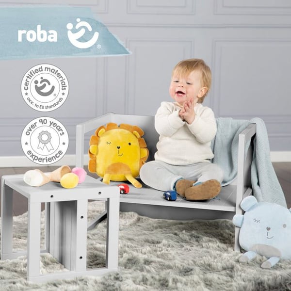 ROBA Justerbar Barnpall - 3 Höjder - Lantlig Stil - Grå