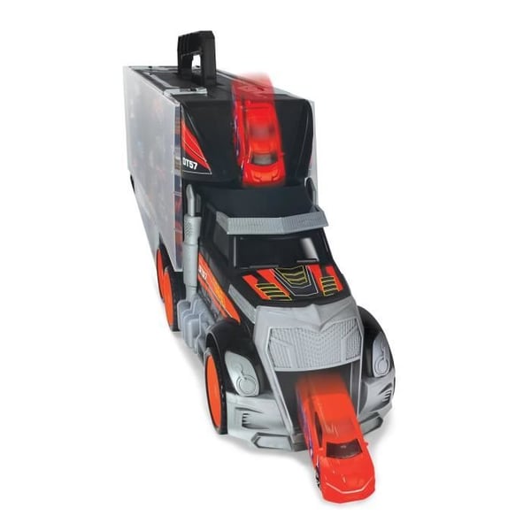 Biltransportlastbil - Dickie Toys - Lastbilkuffert - 7 støbte køretøjer - 62 cm