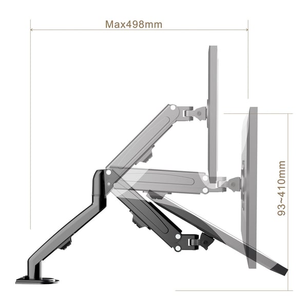 Maclean MC-860N Skærmbeslag. Med gasfjeder. 13"-27". 8 kg. Sort