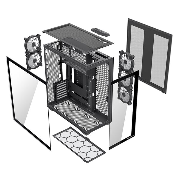 MODECOM CHASSIS SPACE XL ARGB FULL TORN 5F SVART