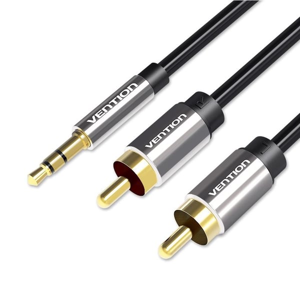 Vention 3,5 mm han til 2RCA han lydkabel 2M sort metaltype