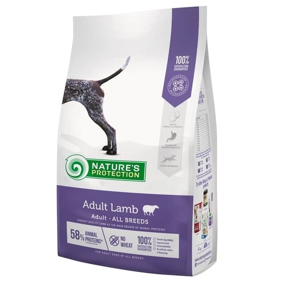 NATURE'S PROTECTION Vuxen lamm - torrfoder för hundar - 12 kg