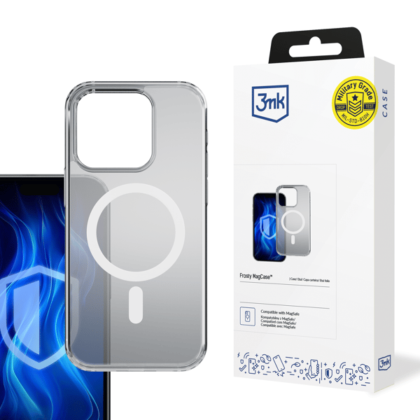 Apple iPhone 15 Pro valkoinen silikonikotelo 3mk Frosty MagCase