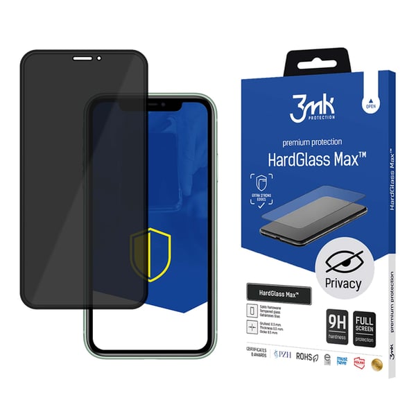 Apple iPhone 11 - 3mk HardGlass Max Privacy mustainen suojakalvo