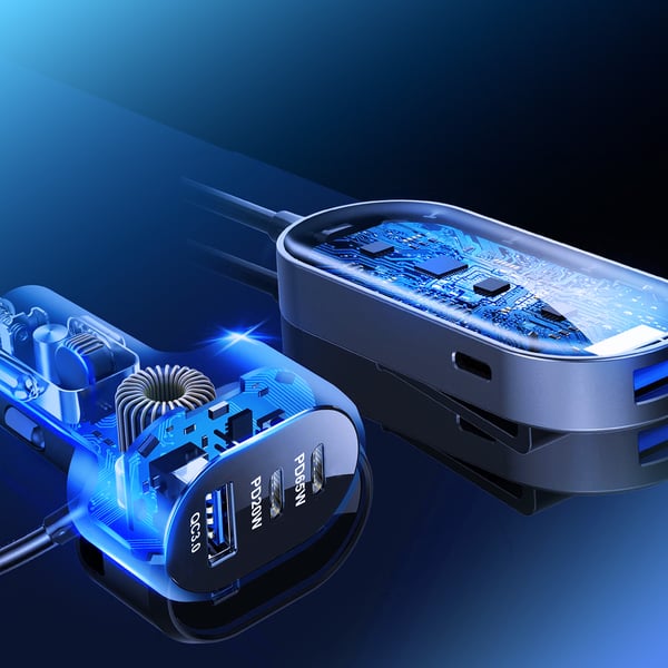 3mk Double Car Charger 135W PD QC PPS USB 2A4C musta ja harmaa
