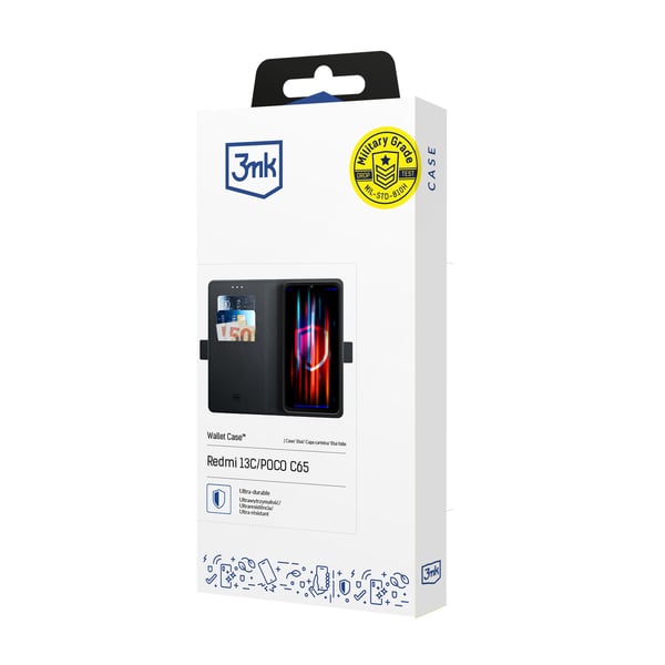 3mk Wallet Case för Redmi 13C och POCO C65 plånboksfodral