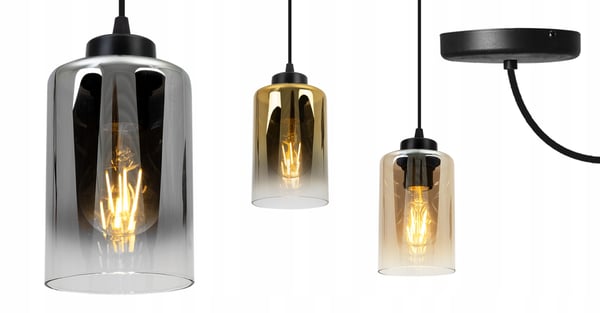 Loftlampe, hængende lysekrone, loftslampe, elegante grafitglaslamper