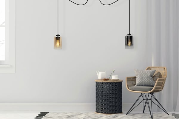 Loftlampe, hængende lysekrone, loftslampe, elegante grafitglaslamper