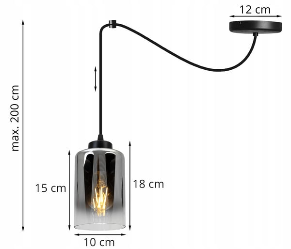 Loftlampe, hængende lysekrone, loftslampe, elegante grafitglaslamper