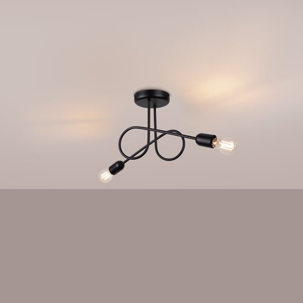 Sollux Lighting Loop taklampa svart 2xE27 15W vardagsrum hall