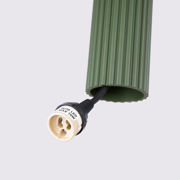 Sollux Lighting Karbon modern olivgrön räfflad rörformad pendellampa GU10 10W
