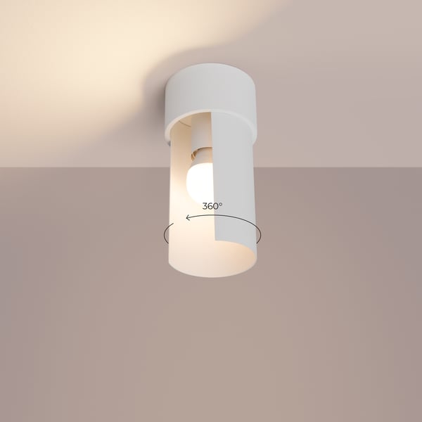 Sollux Lighting Flash moderne hvid rund loftspot Ø10cm med roterende lampeskærm 1xE27 15W