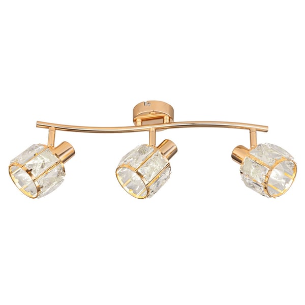 Candellux Dubai tredobbelt glamorøs loftslampe til stue eller soveværelse, roségold, dekorative glaskupler, krystaller, 3xE14 40W