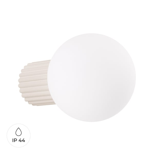 Moderne beige væglampe med rillet glas og hvid kugle til badeværelse eller entré 1xG9 8W IP44 halo Sollux Lighting Moderne beige væglampe med rillet glas og hvid kugle til badeværelse eller entré 1xG9 8W IP44 halo Sollux Lighting