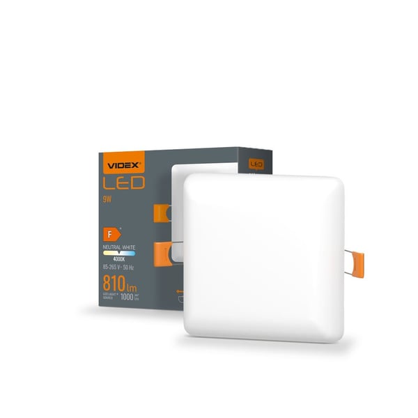 Videx inbyggd LED downlight fyrkantig vit 9W 4000K IP54 9,1 cm 1000lm
