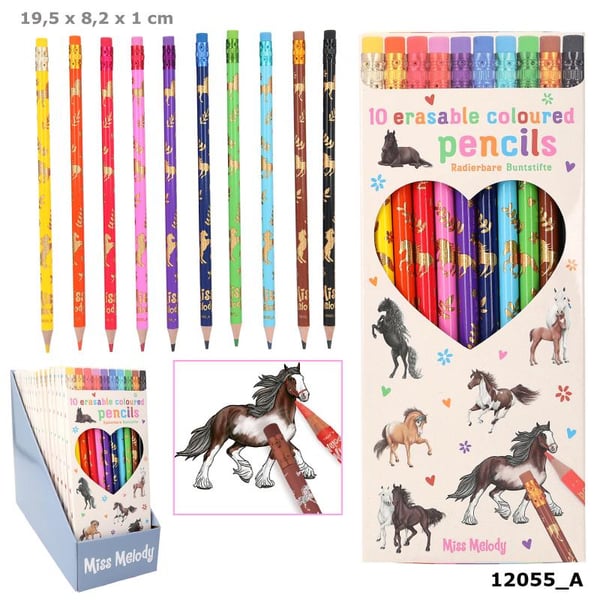 Leksaker Miss Melody Häst Hästar 10-pack Färgpennor pennor Suddb