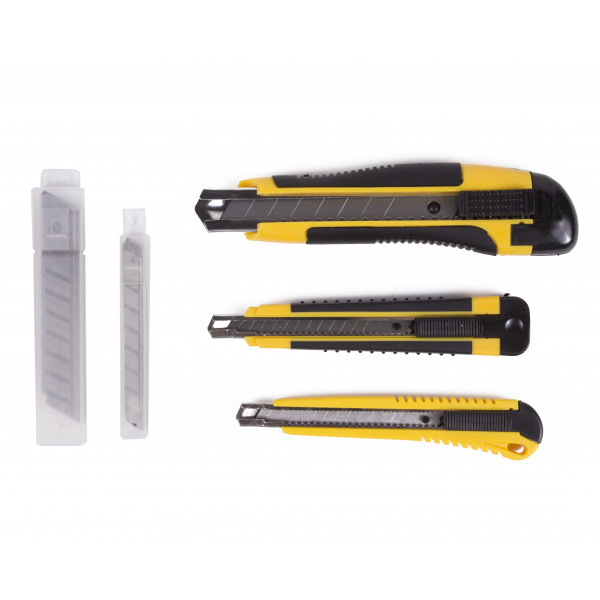 Arbejdskniv Knive Brydebladskniv 3-pak sæt 9/18mm + ekstra blade Arbejdskniv Knive Brydebladskniv 3-pak sæt 9/18mm + ekstra blade