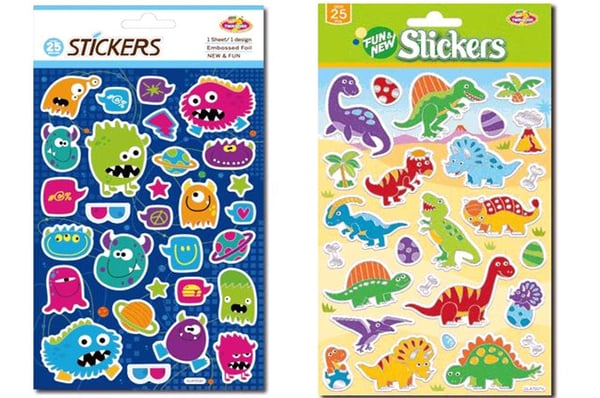 Suntoy Håndværk Legetøj Klistermærker 2428 Monstre/Dinosaurer Glitter
