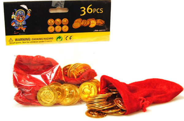 Leksaker 3489 Pirat Sjörövare 36st Guldpengar Mynt i fin påse 3c