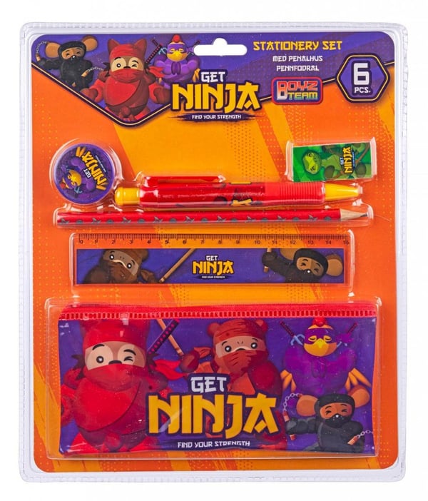 VN 33354 Get Ninja Askartelu Kirjoitussarja 6 osaa Viivain pyyhekumi mm