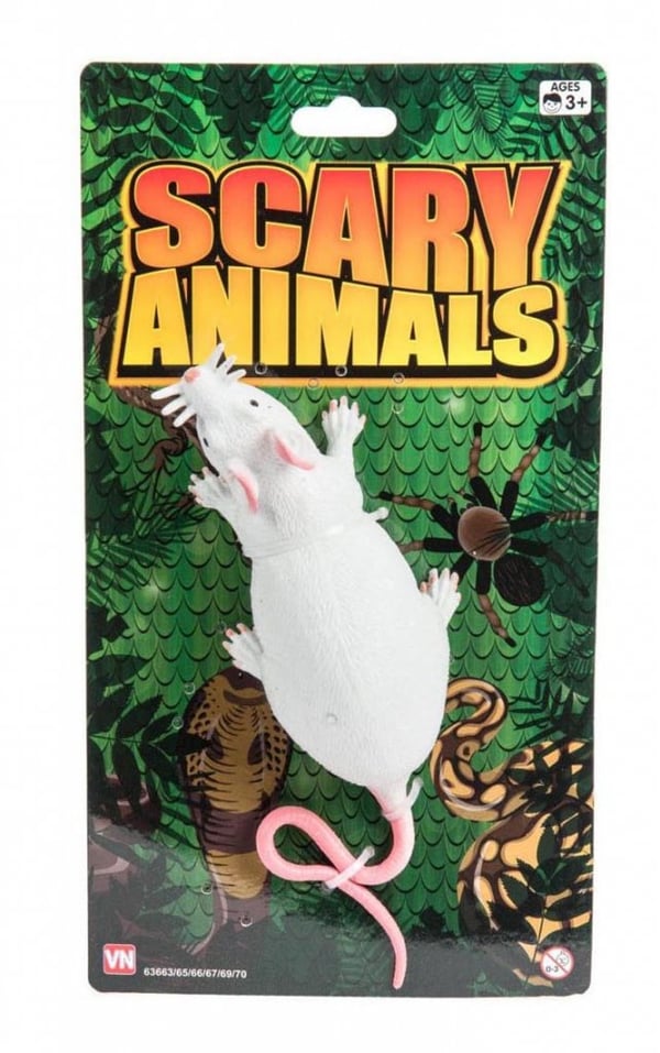 Vn Lek Scary Animals Eläin Rotta Pehmeä & Joustava 15cm Valkoinen
