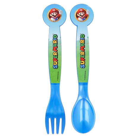 Super Mario Aterimet Lusikka & Haarukka Muovi Sininen 16cm