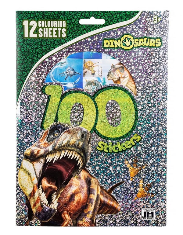 Dinosaurer Dinosaurier Klistermærke Stickerset 12 ark til farvelægning