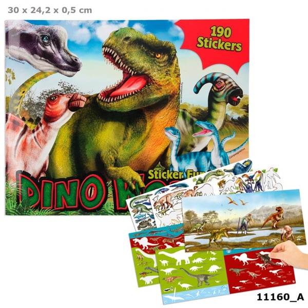 Dino World askartelukirja ja tarrat Sticker Fun 190 kpl dinosauruksia