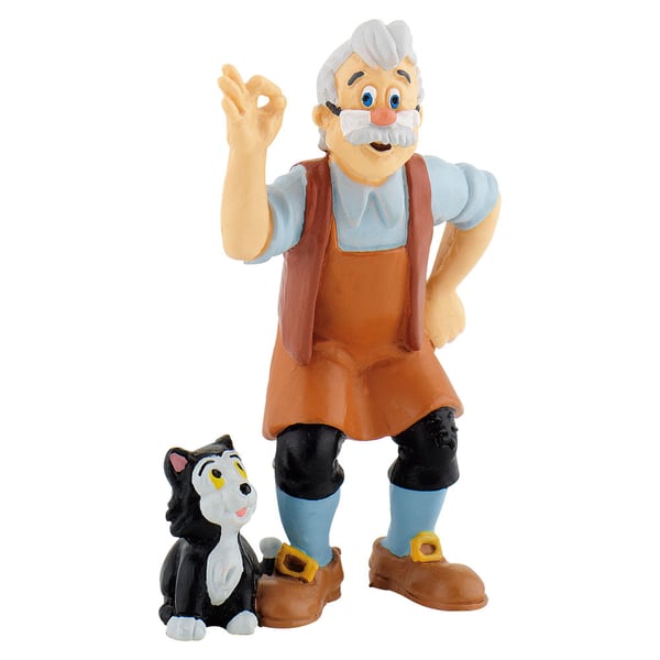 Micki Bullyland WD Figuuri Disney Pinocchio Geppetto kissan kanssa