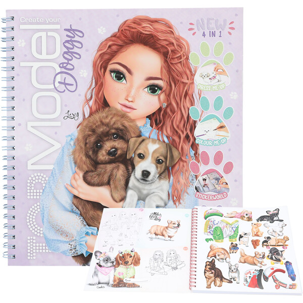 Top Model Topmodel Pyssel bok Doggy Hundar 4 in 1 med stickers L