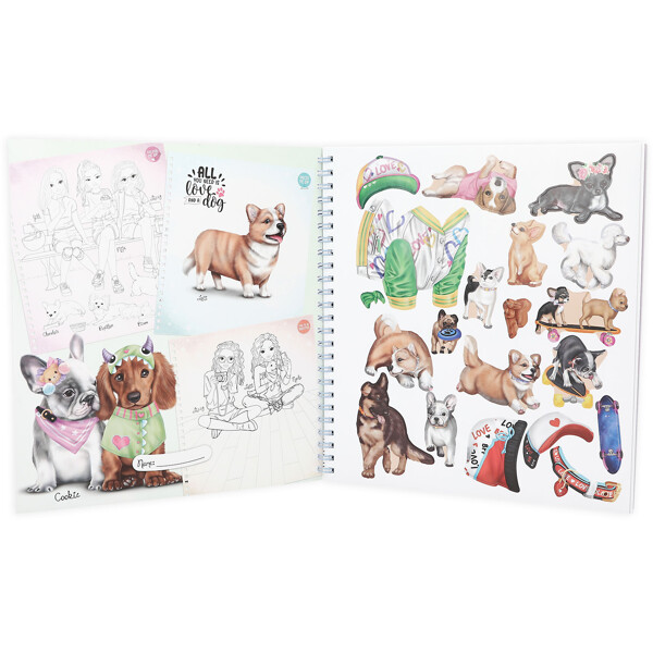 Top Model Topmodel Pyssel bok Doggy Hundar 4 in 1 med stickers L