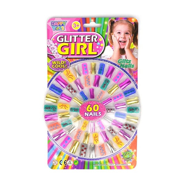 Lelut 32250 Tekokynnet lapset Fakenails 60kpl Glitterkynnet Lelut 32250 Tekokynnet lapset Fakenails 60kpl Glitterkynnet