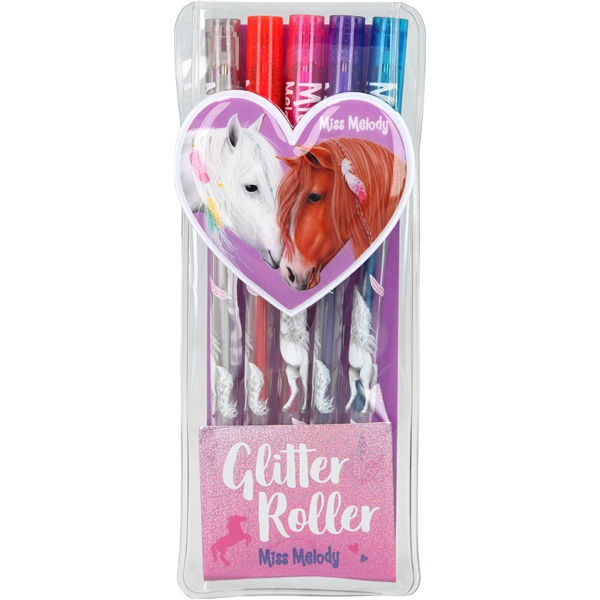 Miss Melody Häst 5st Glitter Roller Glitterpennor Gelpennor Hear