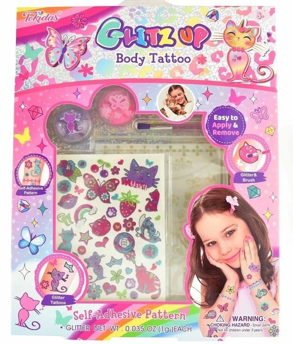 Legetøj 32326 Glitter Tattoo Sæt Tatoveringer Børste Krop
