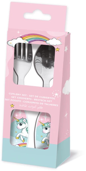 Unicorn Enhörning Rainbow Bestick Cutlery Sked & Gaffel i metall