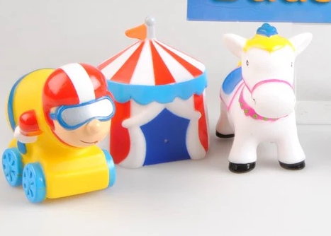 Suntoy 3-pak Splash Squirtes Badelegetøj Figurer Cirkus 9cm Hest m.fl.