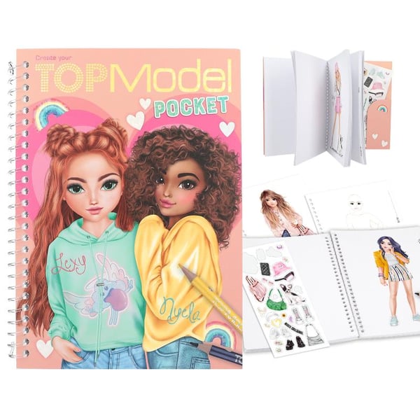 Top Model Topmodel Hobbybog Lomme POCKET med klistermærker Lexy & Nye