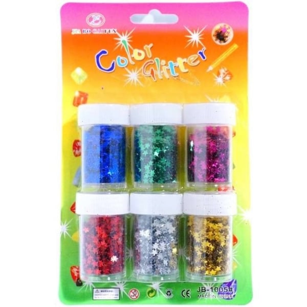 Robetoy Glitter Color Stars Värilliset tähdet 6kpl värejä purkissa