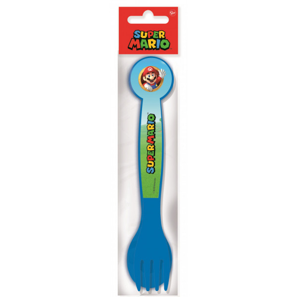 Super Mario Bestik Ske & Gaffel Plast Blå 16cm