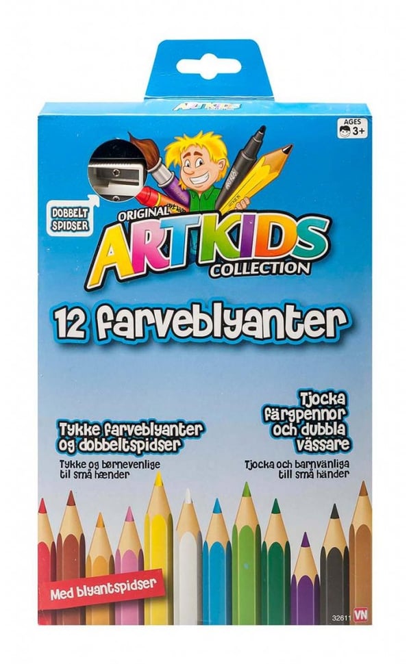 VN Leksaker Artkids Askartelukynät 12kpl Paksut Värikynät + teroitin