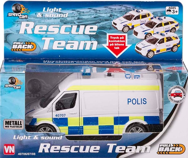 Cars Biler Bil Politi - Varevogn Politibil Van Light & Sounds 13cm