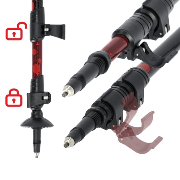 Røde justerbare vandrestave - Standard K02